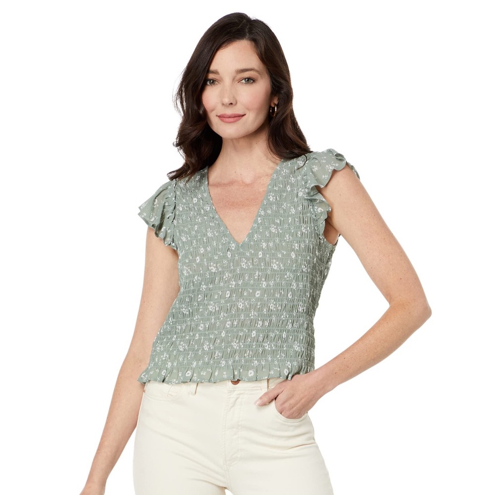 Madewell Lucie V-Neck Smocked Top - Size 6
